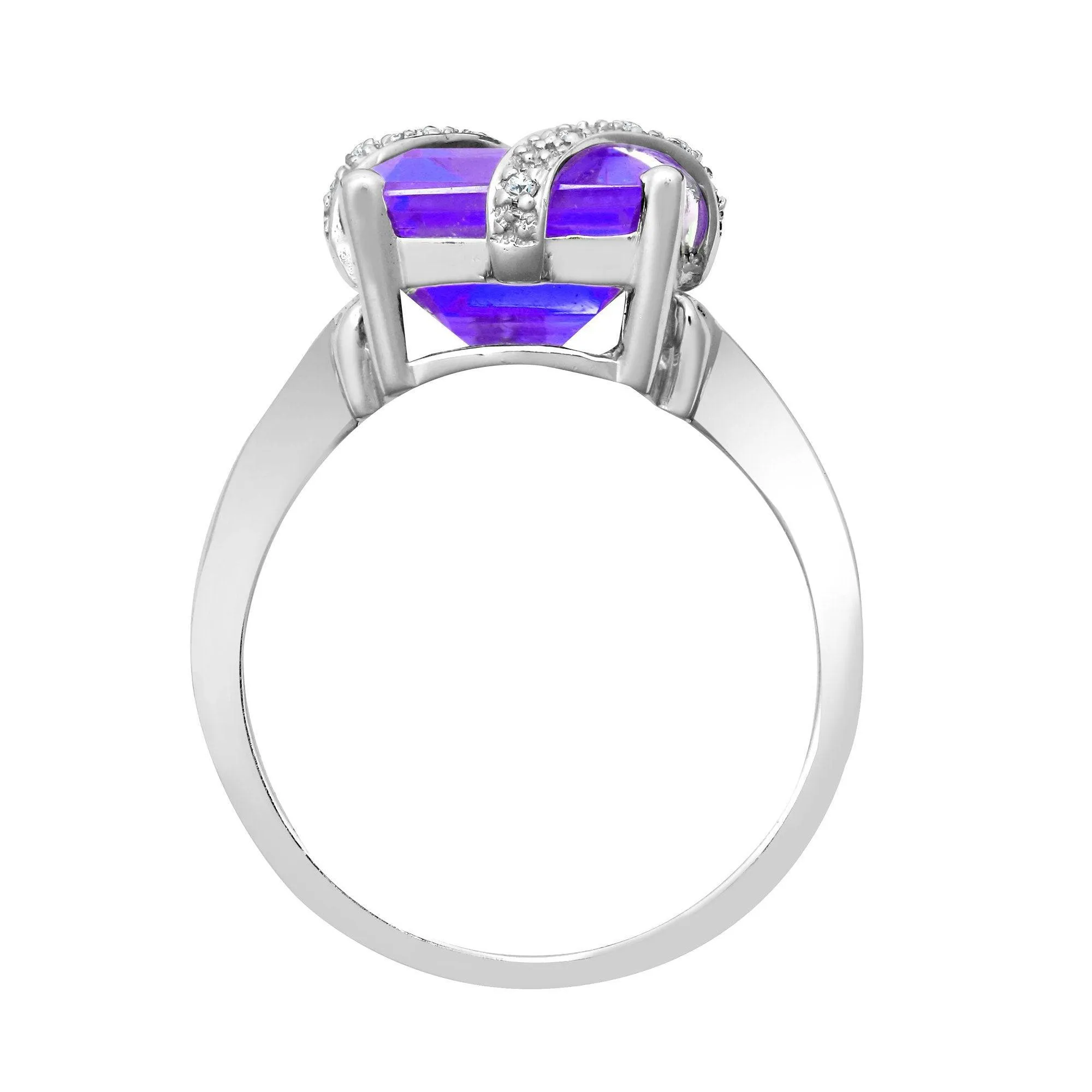 18ct White Gold Diamond And Amethyst Ring