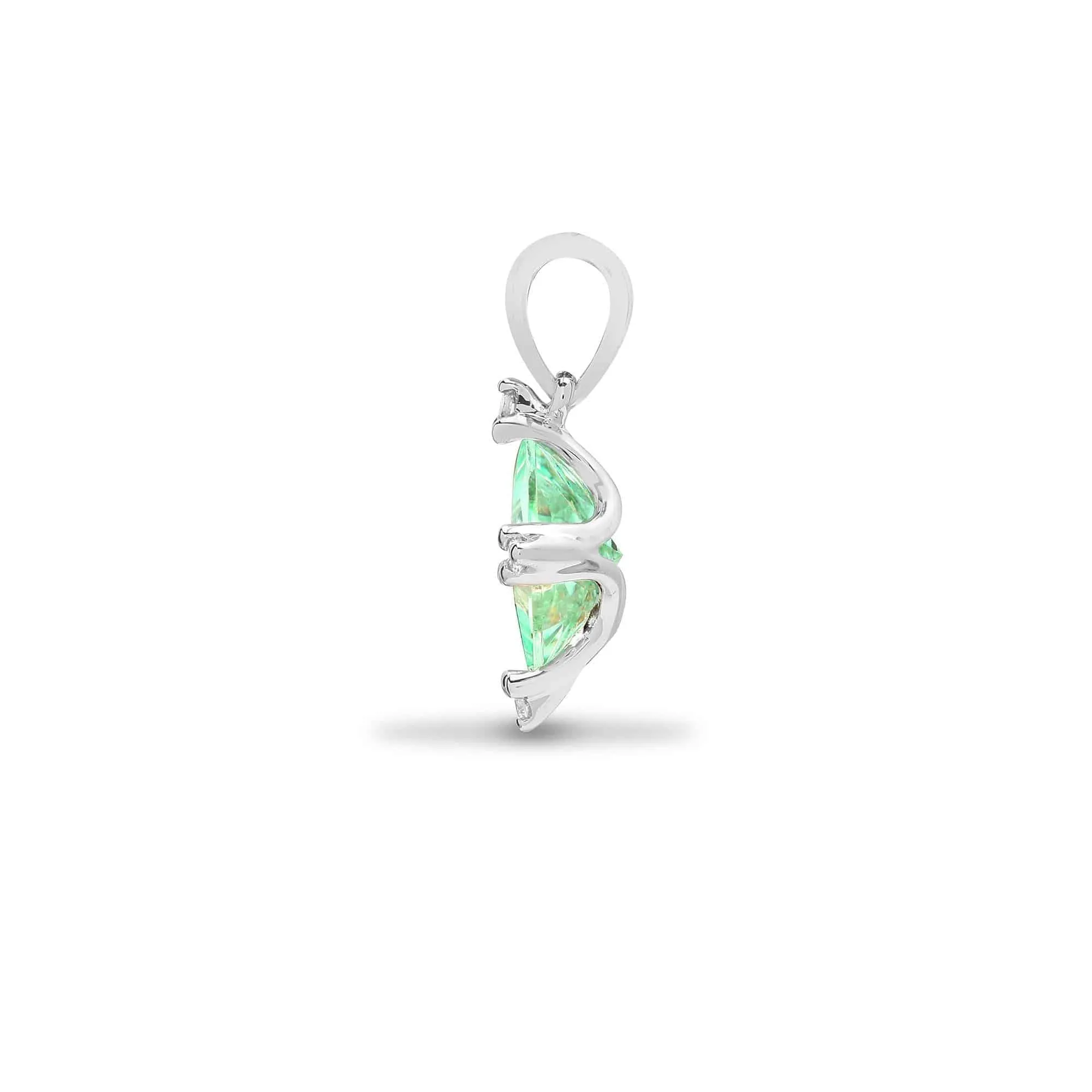 18ct White Gold Diamond And Green Amethyst Pendant