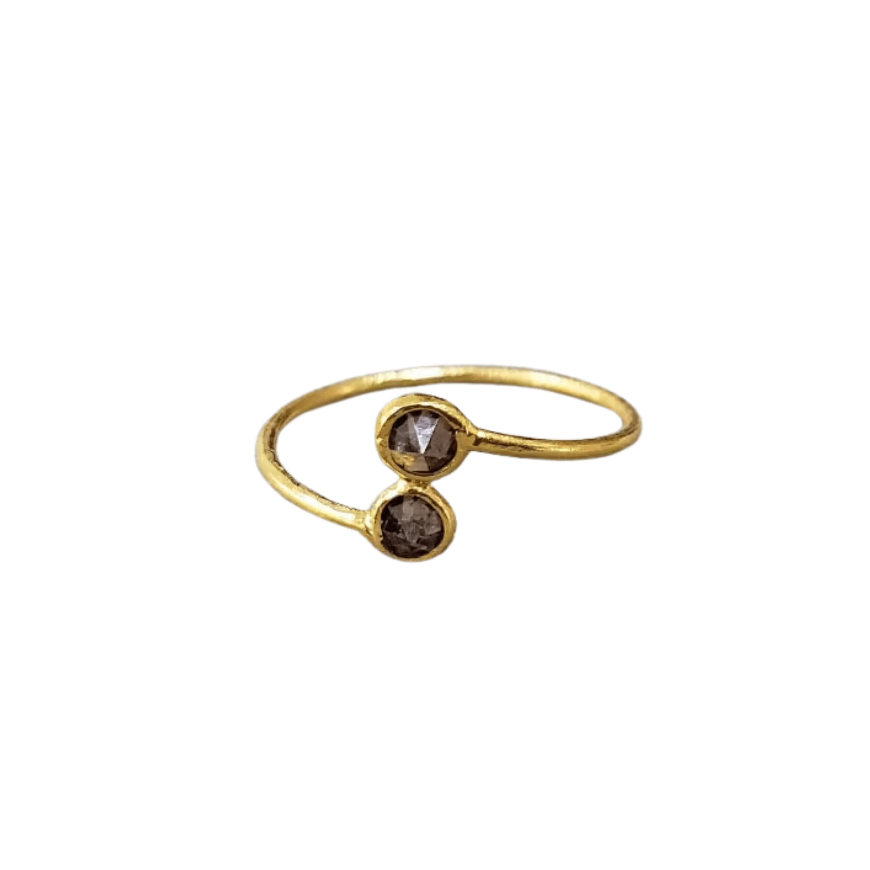 18k Gold Natural Brown Diamond Dianty Ring