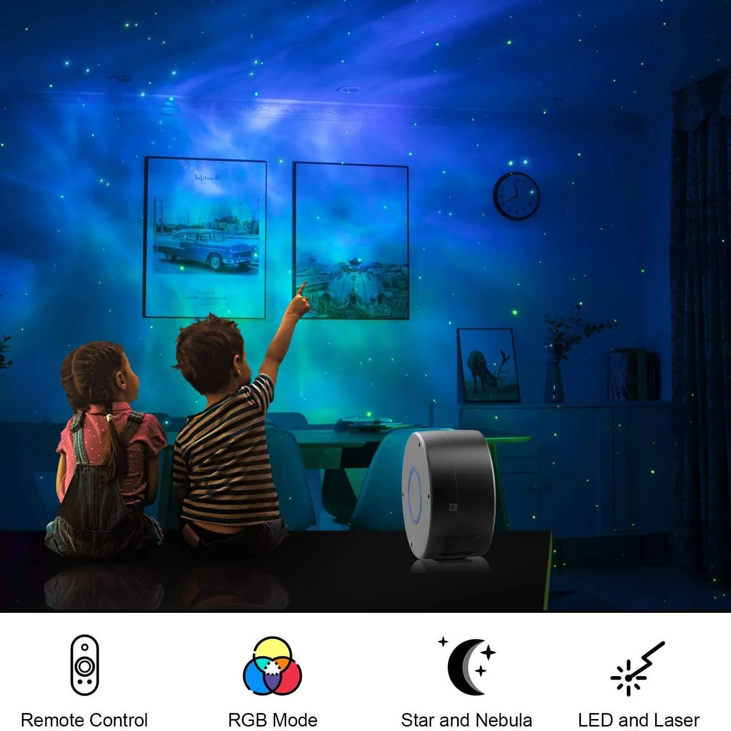 2-in-1 Aurora Starry Sky Projector