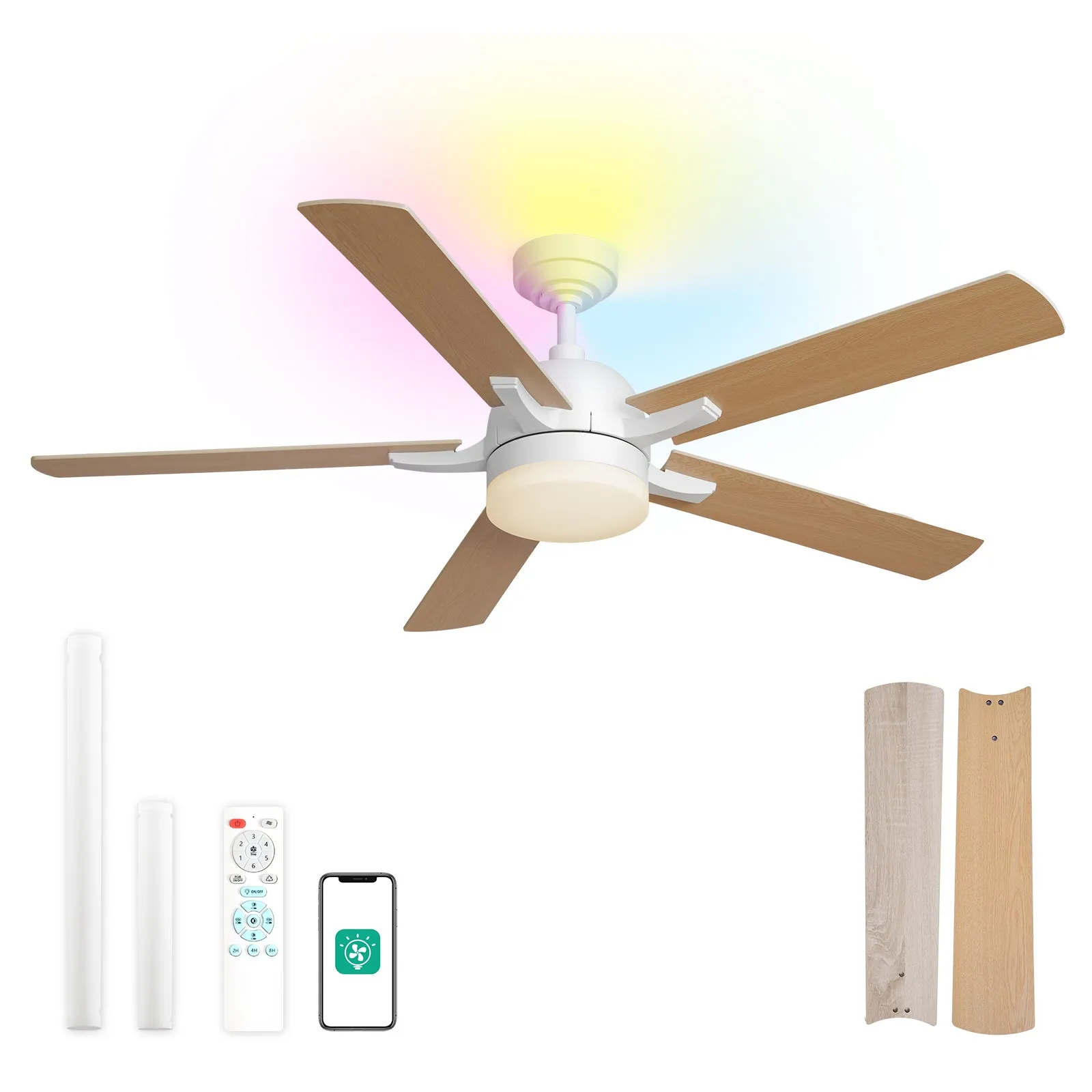 52" Orison Ceiling Fans with Lights, RGB Backlight with Remote/APP Control