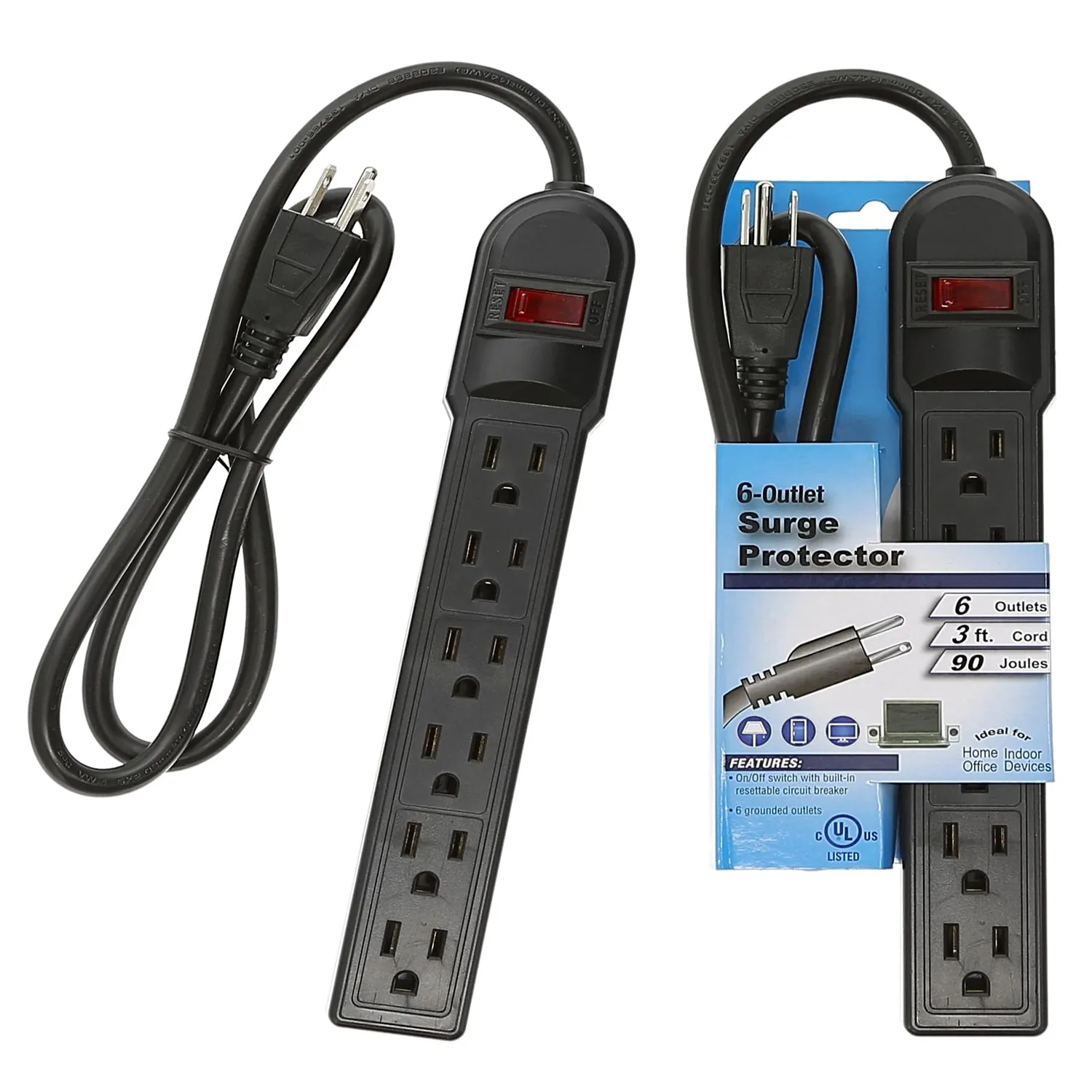 6-Outlet Surge Protector With 3-Foot Cord