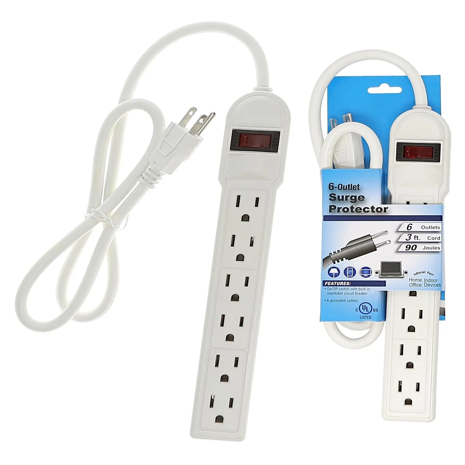 6-Outlet Surge Protector With 3-Foot Cord