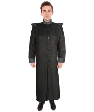 Adult Men's Warlock Coat Vampire Lord Victorian Steampunk Costume | Black Halloween Costume