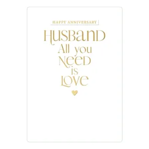 All You Need Is love' Husband Anniversary Greeting Card