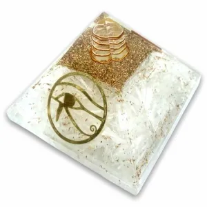 Ancient Infusions Selenite Orgonite Pyramid - Clarity, Purification, and Positive Energy