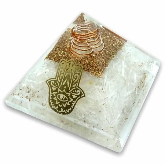 Ancient Infusions Selenite Orgonite Pyramid - Clarity, Purification, and Positive Energy