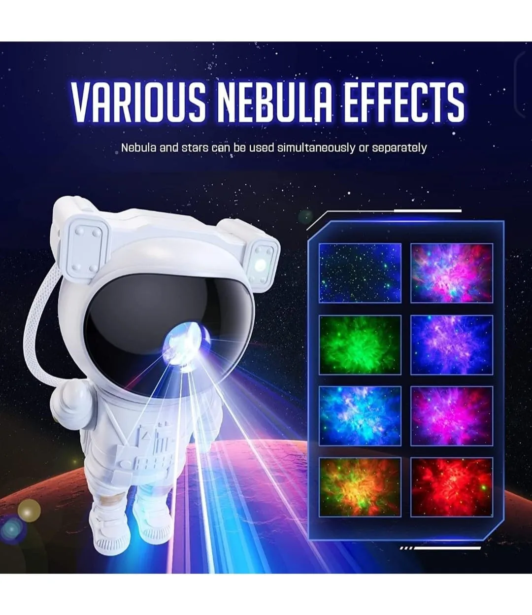 Astronaut Star Projector, Galaxy Projector with Timer and Remote， Control360°Adjustable Design，Bedroom LED Night Light，Nebula Lamp for Gaming Room，Home Theater，Great Gift for Children and Adults