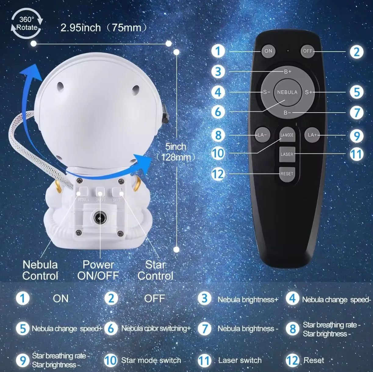 Astronaut Starry Sky Projector Light