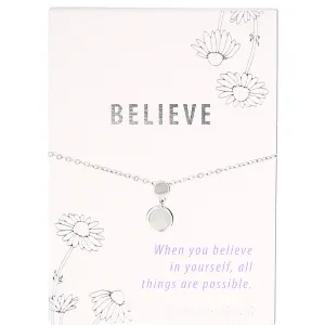 Believe White Whisper Opal 16.5"-18.5" Rhodium Plated Inspirational Necklace