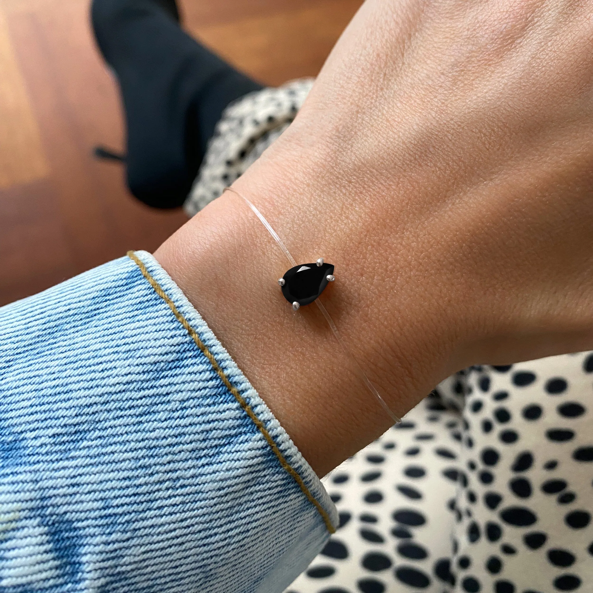 Black Onyx Bracelet Floating Sway - December Birthstone