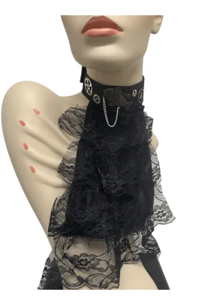 Black Steampunk Jabot Collar with Zeppelin