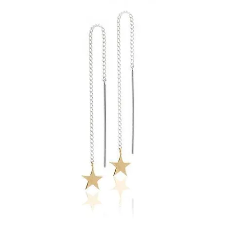 Boh Runga Stargazer Thread Earrings - 9ct Yellow Gold Star