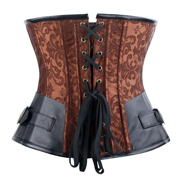 Brown & Black Steel-Boned Underbust