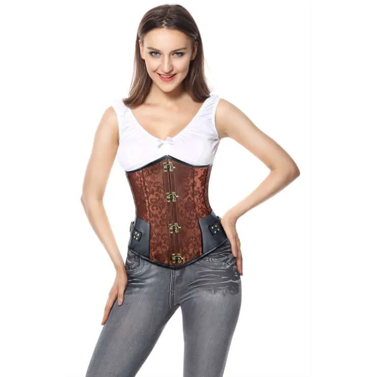 Brown & Black Steel-Boned Underbust