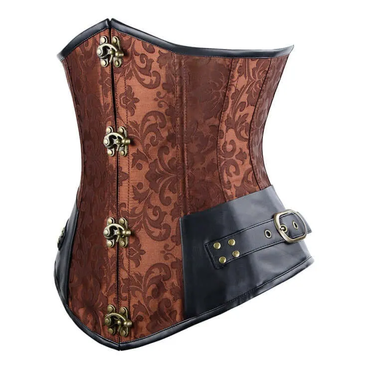 Brown & Black Steel-Boned Underbust