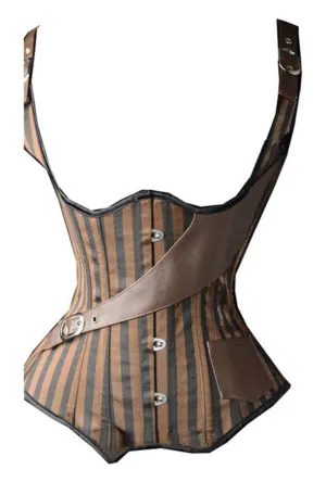 Brown & Black Striped Corset Underbust Vest