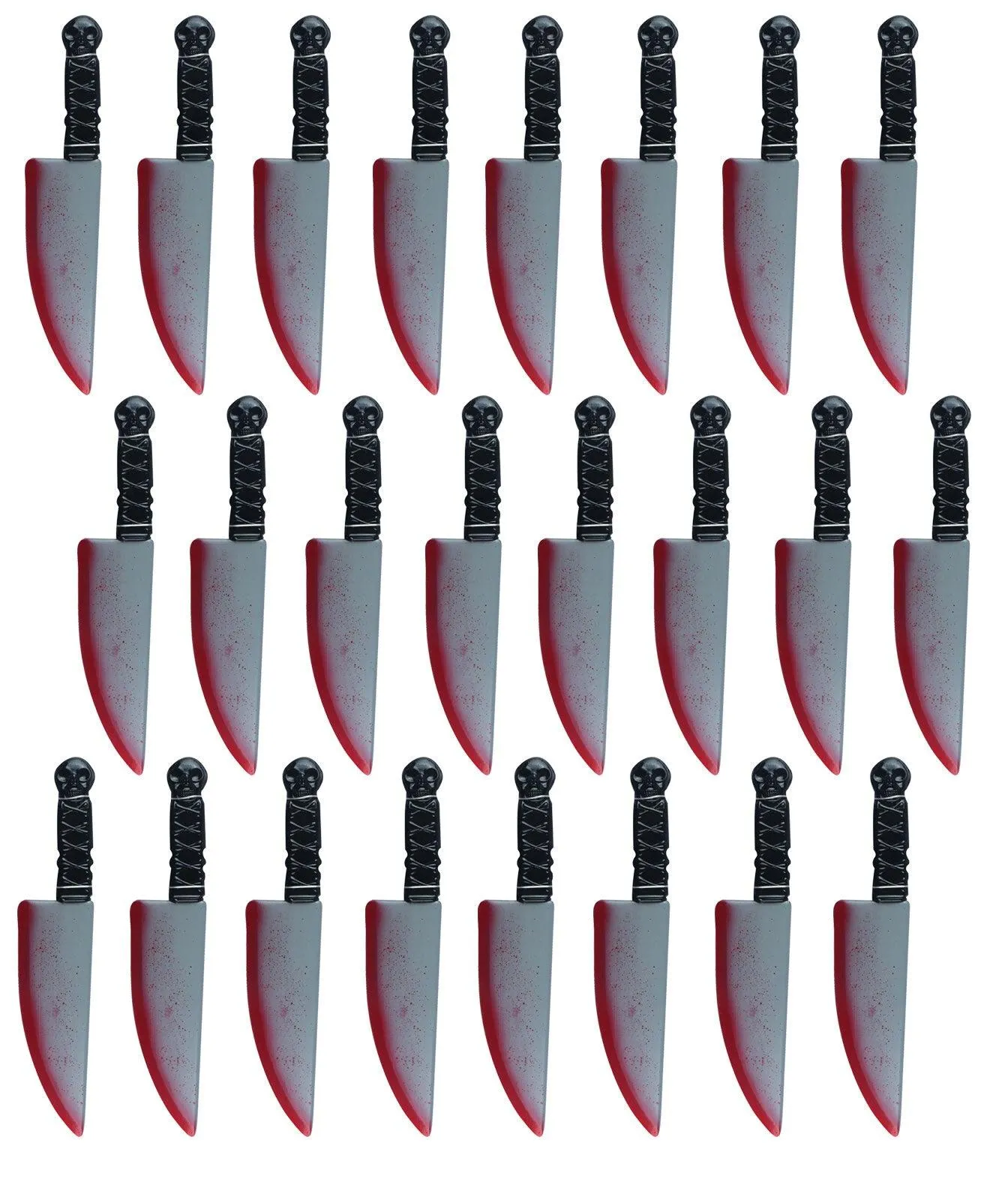 Bundle of 24 Realistic Bloodied Knife Weapon Plastic - 38 cm Halloween Horror Scary Killer Fancy Dress Party Props