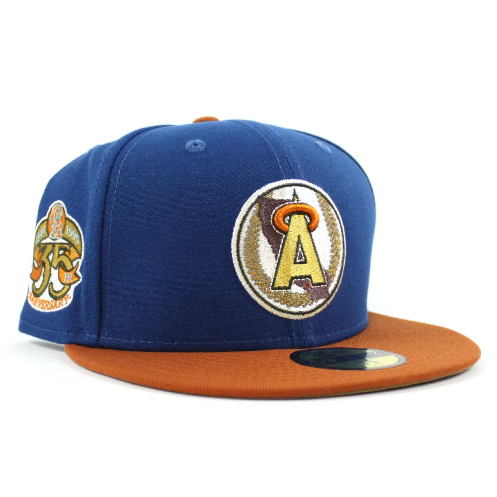 California Angels 35th Anniversary New Era 59Fifty Fitted Hat (SEASHORE BLUE RUST ORANGE KHAKI UNDER BRIM)