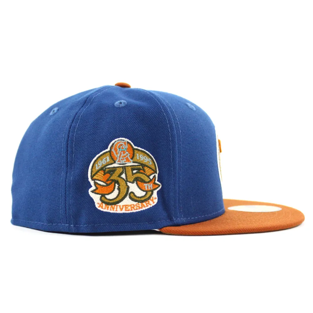 California Angels 35th Anniversary New Era 59Fifty Fitted Hat (SEASHORE BLUE RUST ORANGE KHAKI UNDER BRIM)