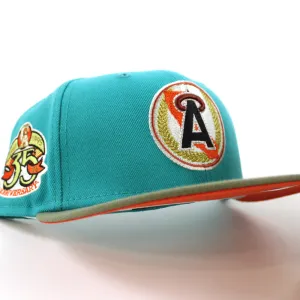 California Angels 35TH Anniversary New Era 59Fifty Fitted Hat (TEAL BREEZE GREEN BARK ORANGE UNDER BRIM)