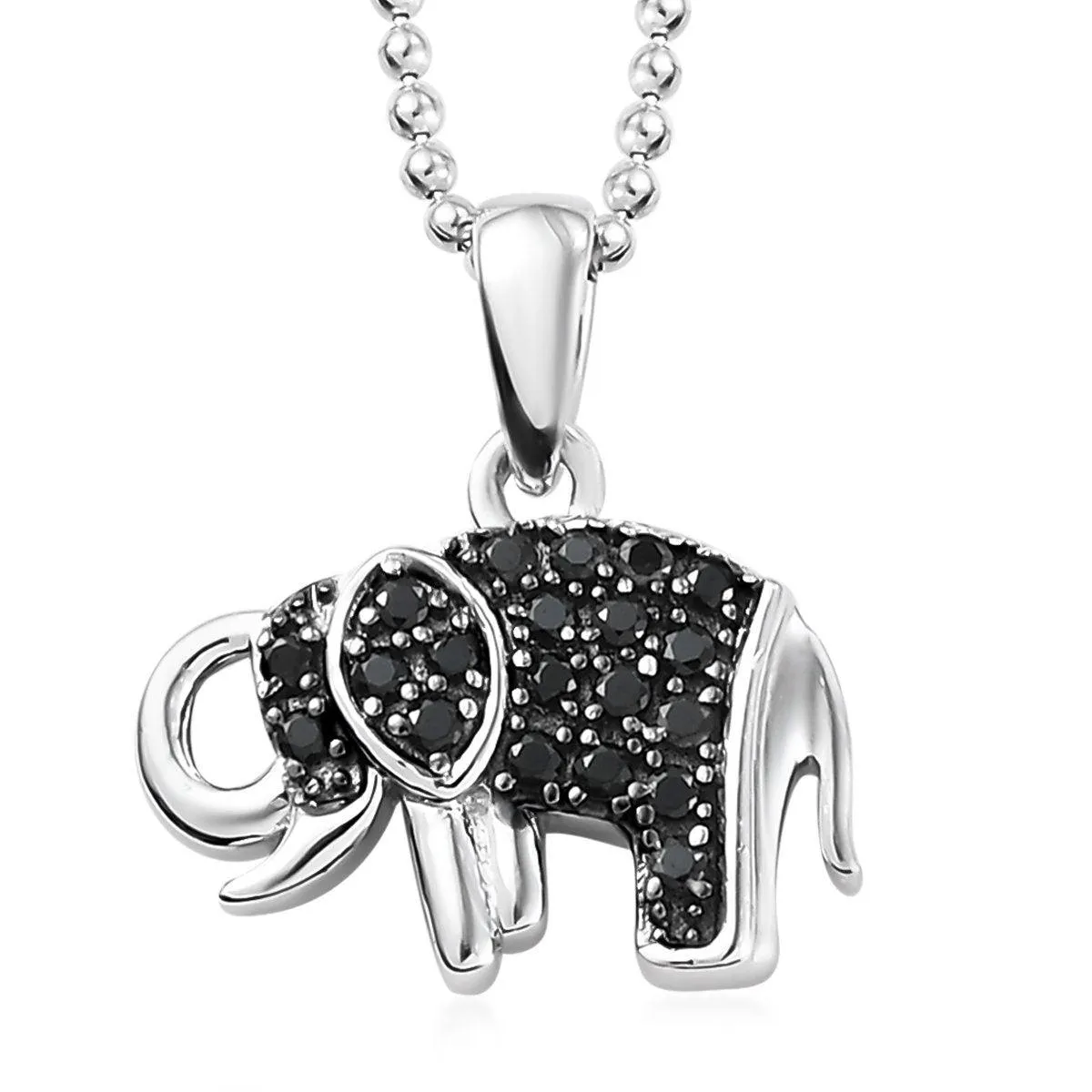 Elephant Pendant, Goodluck Charm Pendant in Platinum Plated 925 Sterling Silver, Meaningful Jewellery ,