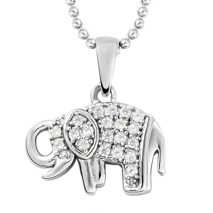 Elephant Pendant, Goodluck Charm Pendant in Platinum Plated 925 Sterling Silver, Meaningful Jewellery ,