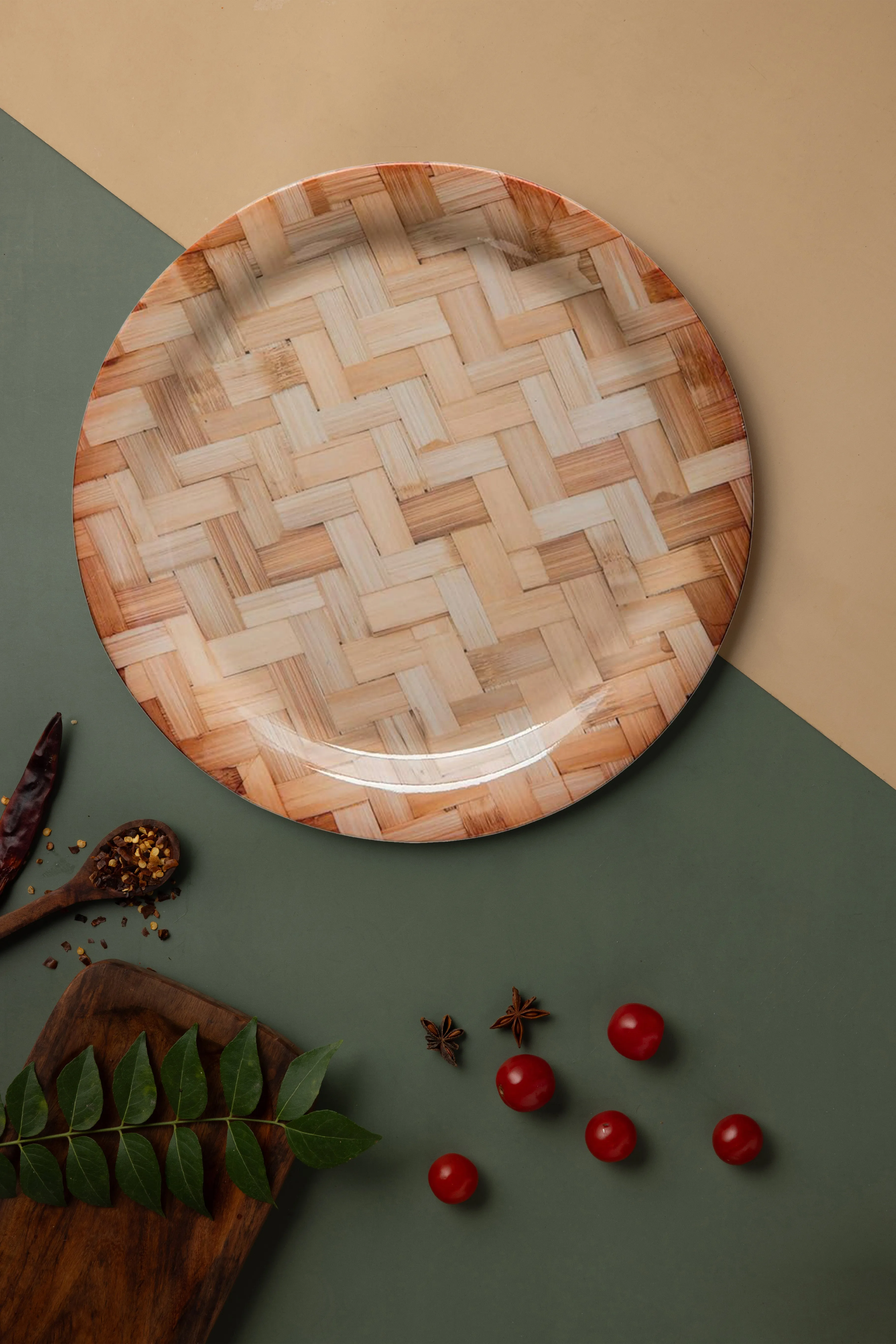 Exclusive 11" Dinner Melamine Plate Bamboo Texture. (4009)