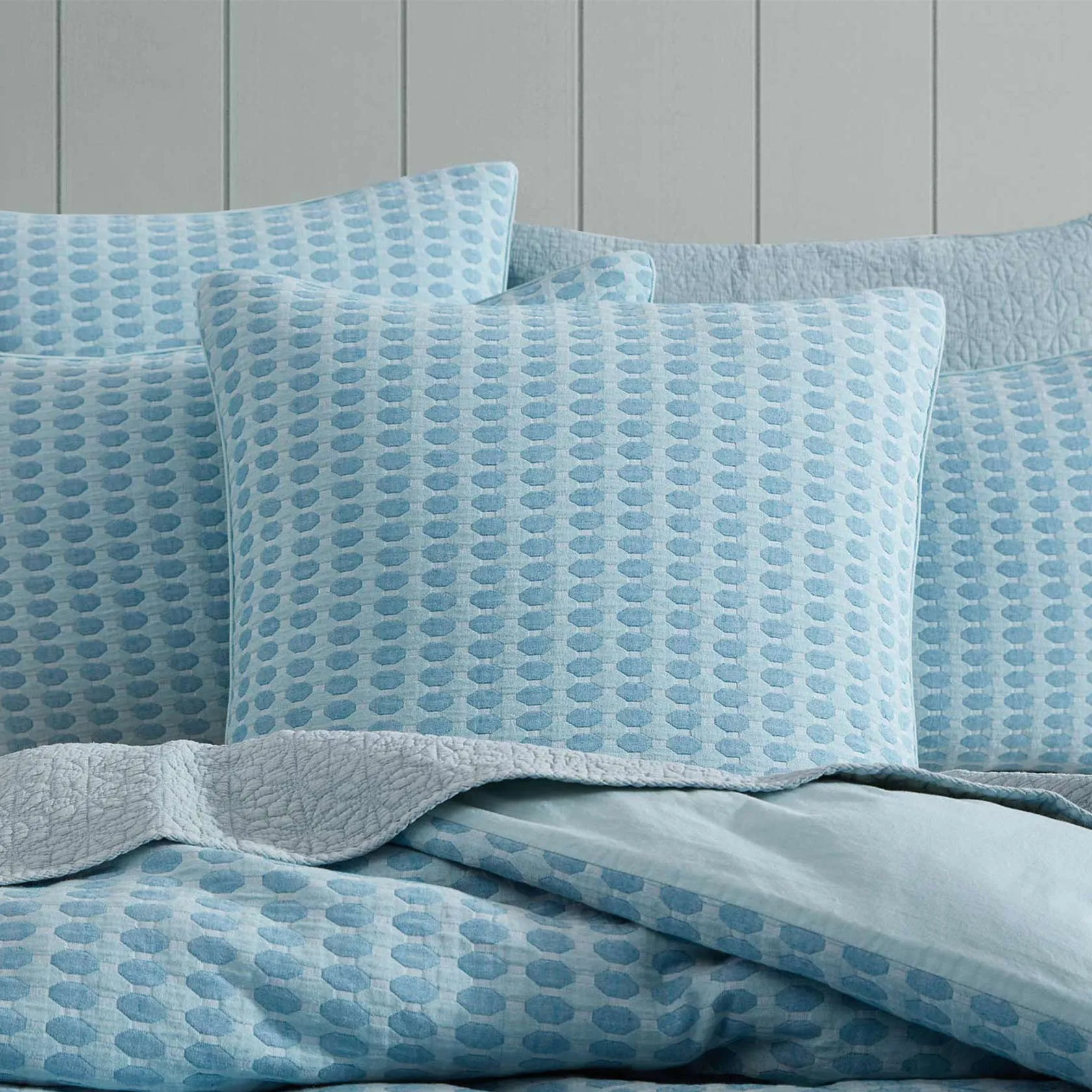 Frankie Turquoise European Pillowcase by Logan and Mason Platinum