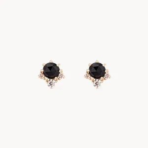 full moon glow diamond black onyx earring - 14k yellow gold, black onyx, diamonds