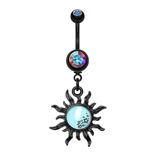 Glow in the Dark Star Cluster Blackline Sun Belly Ring