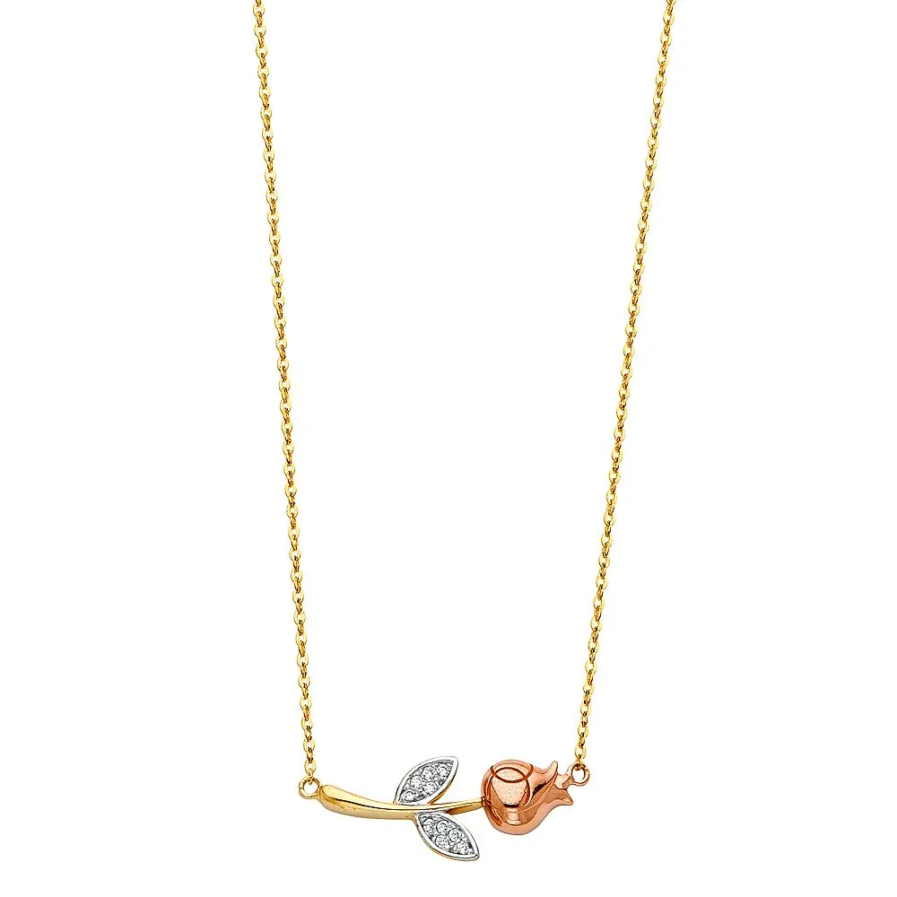 Gold Rose Flower Charm Necklace Model-NK0221