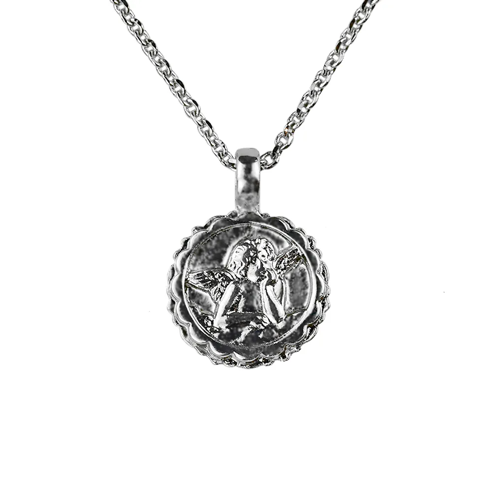 Guardian Angel Pendant "Golden Shadow"- Rhodium