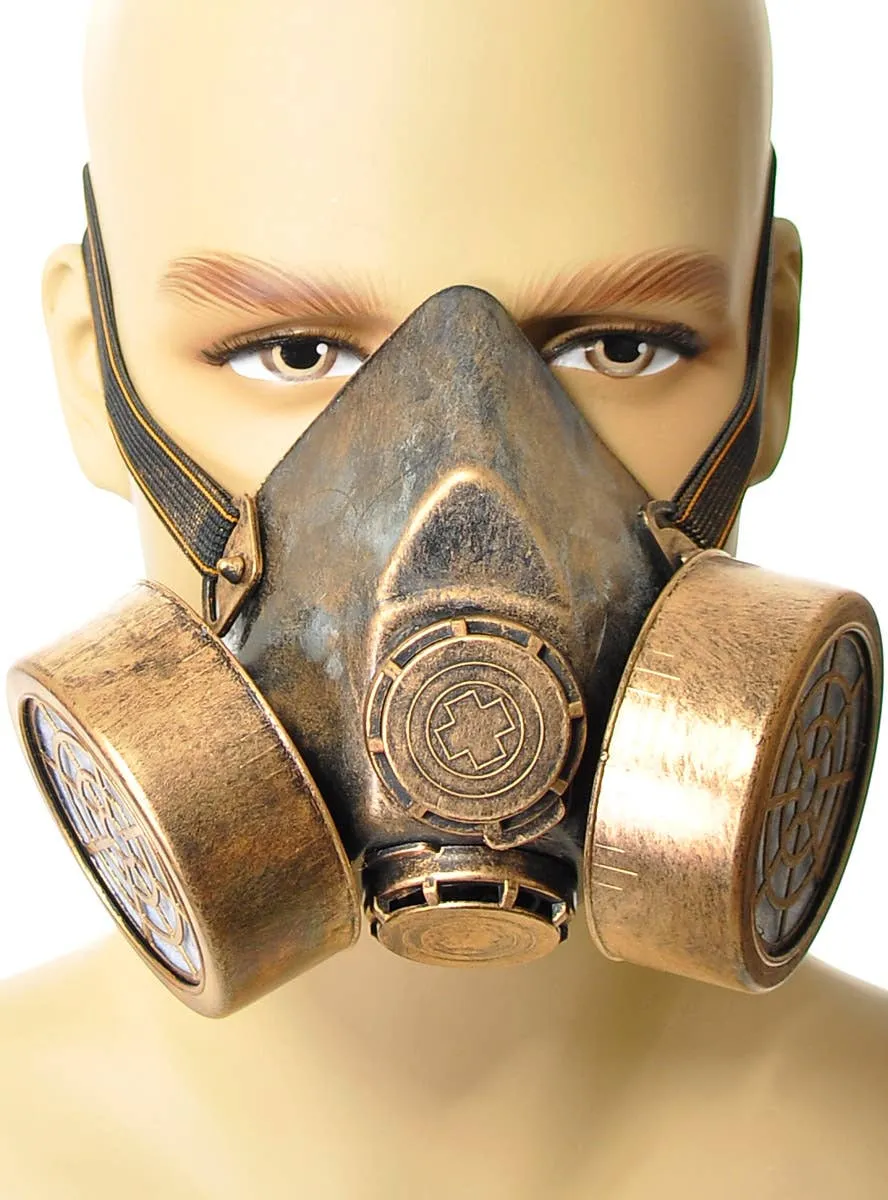 Half Face Bronze Deluxe Hard Plastic Gas Mask