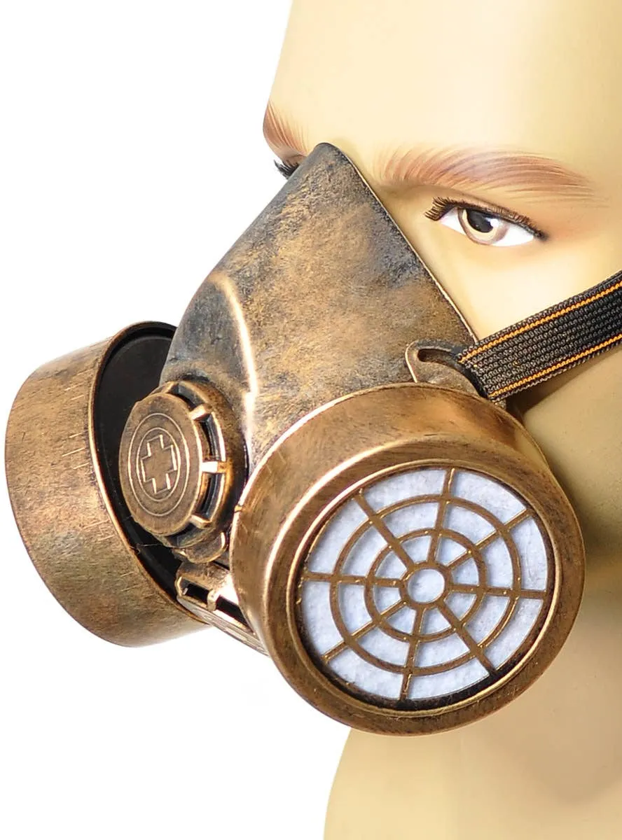 Half Face Bronze Deluxe Hard Plastic Gas Mask