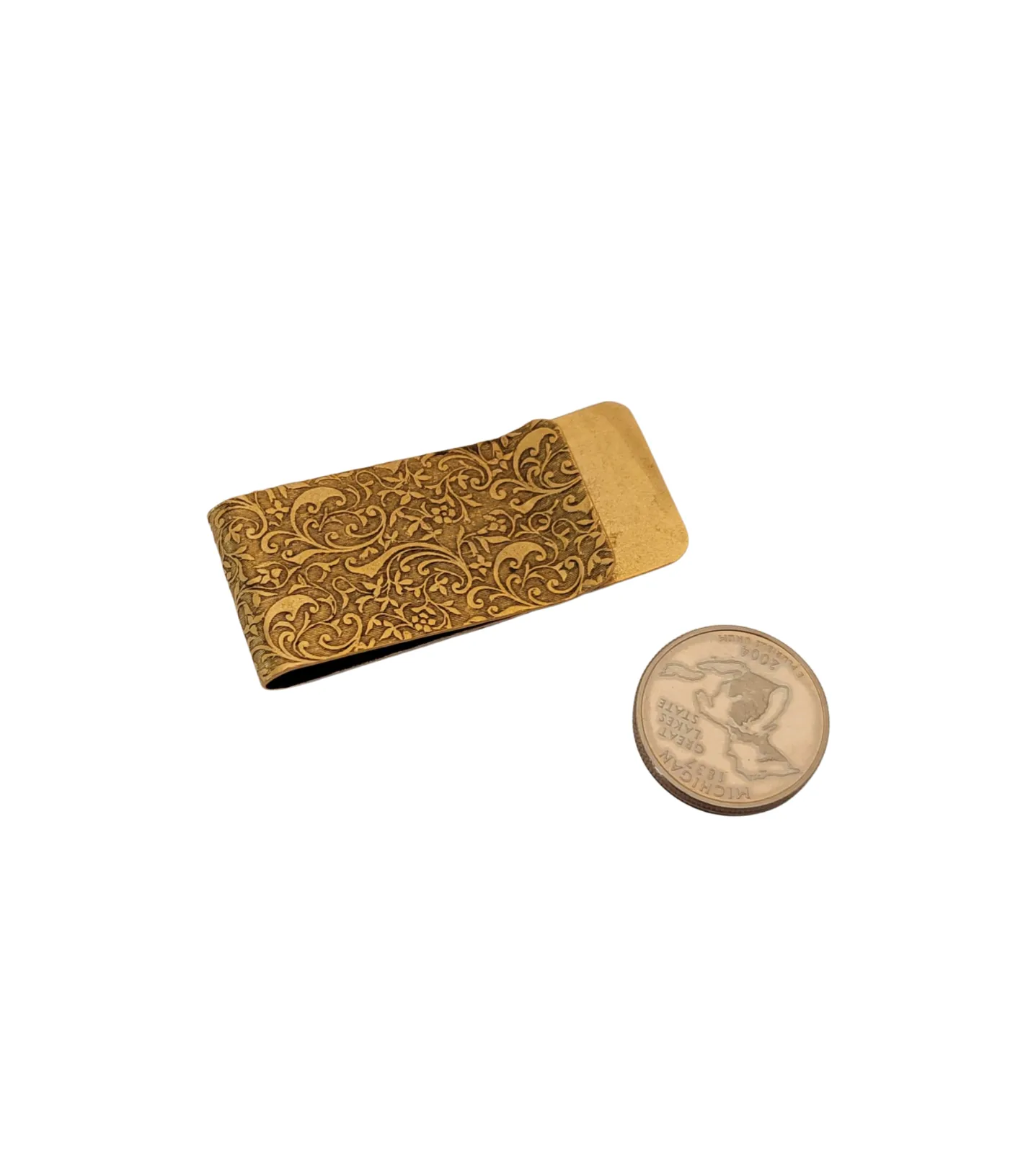 Handmade Oxidized Gold Embossed Indian Chief Money Clip