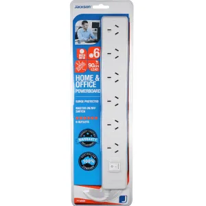 Jackson 6 Outlet Surge Protected Powerboard With Master Switch