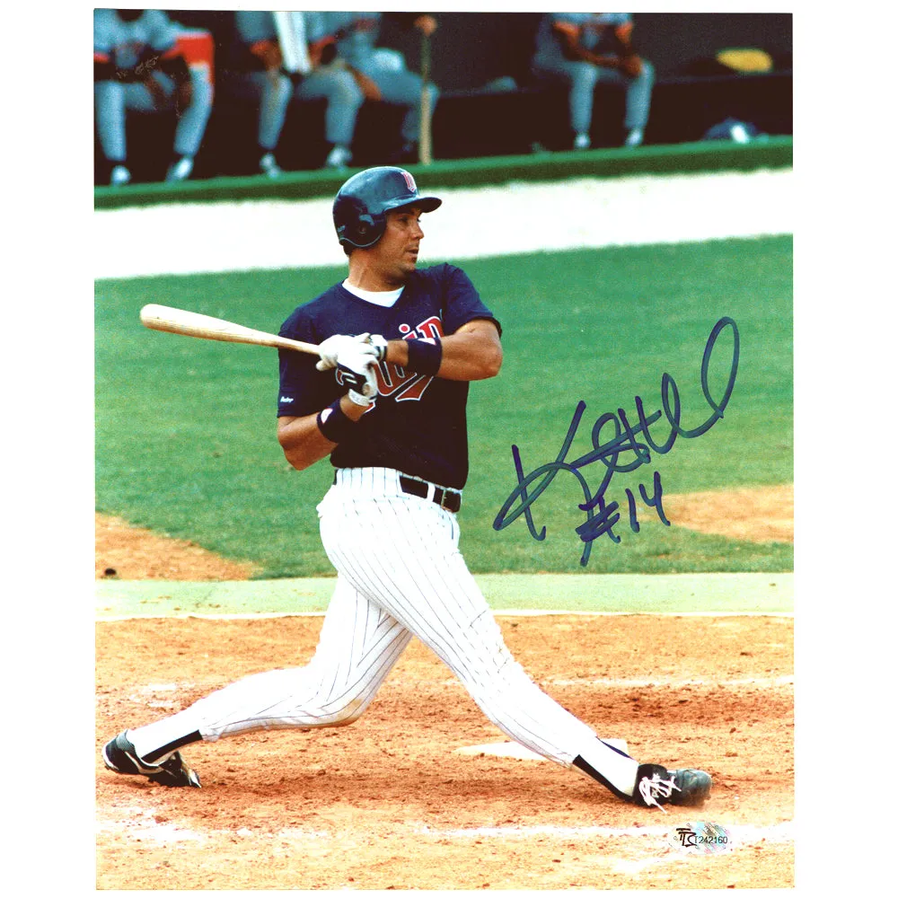 Kent Hrbek Autographed Minnesota Twins 8x10 Photo Navy Swinging