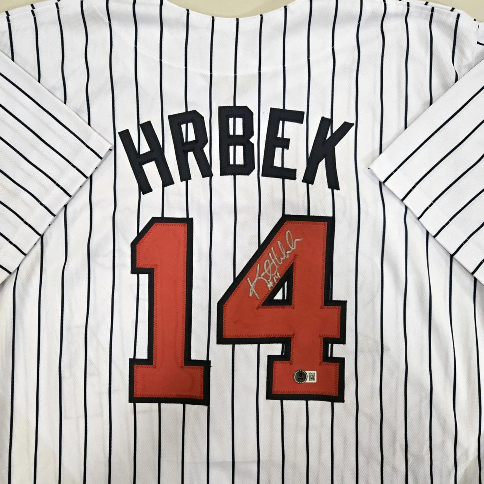 Kent Hrbek Autographed White Pinstripe Pro-Style Jersey