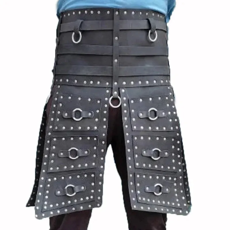 Knight Cosplay Leather Tasset Belt Nordic Warrior Pirate Battle Skirt Gothic Steampunk Viking Armor