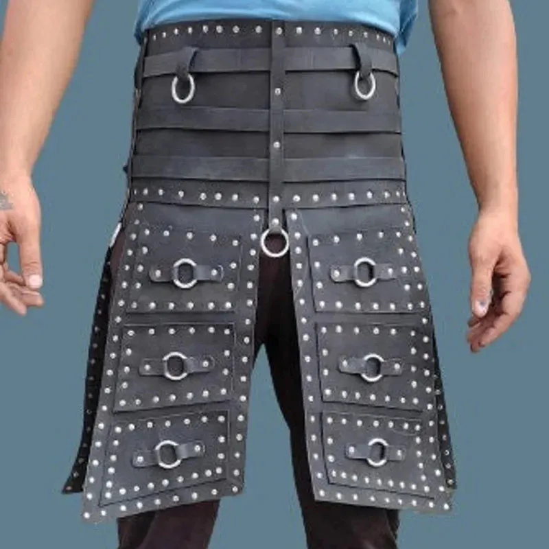 Knight Cosplay Leather Tasset Belt Nordic Warrior Pirate Battle Skirt Gothic Steampunk Viking Armor