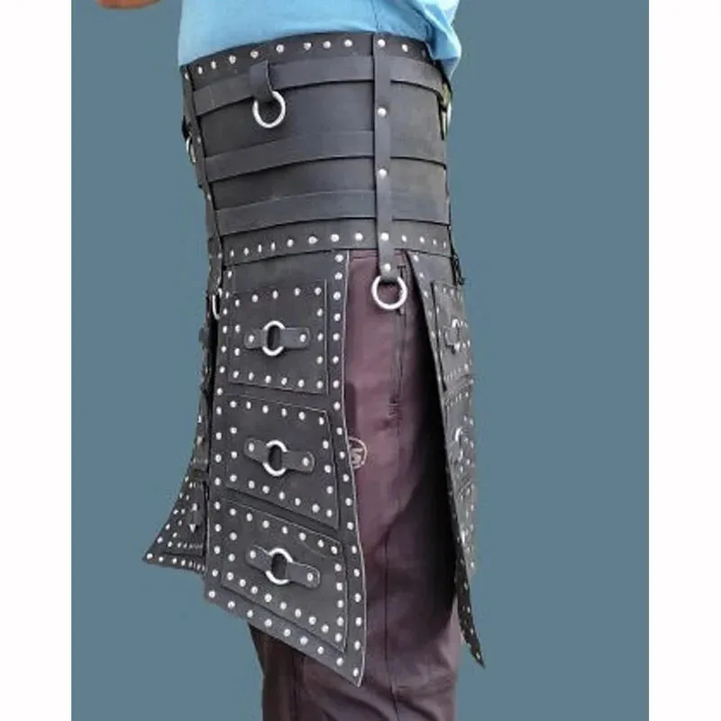 Knight Cosplay Leather Tasset Belt Nordic Warrior Pirate Battle Skirt Gothic Steampunk Viking Armor