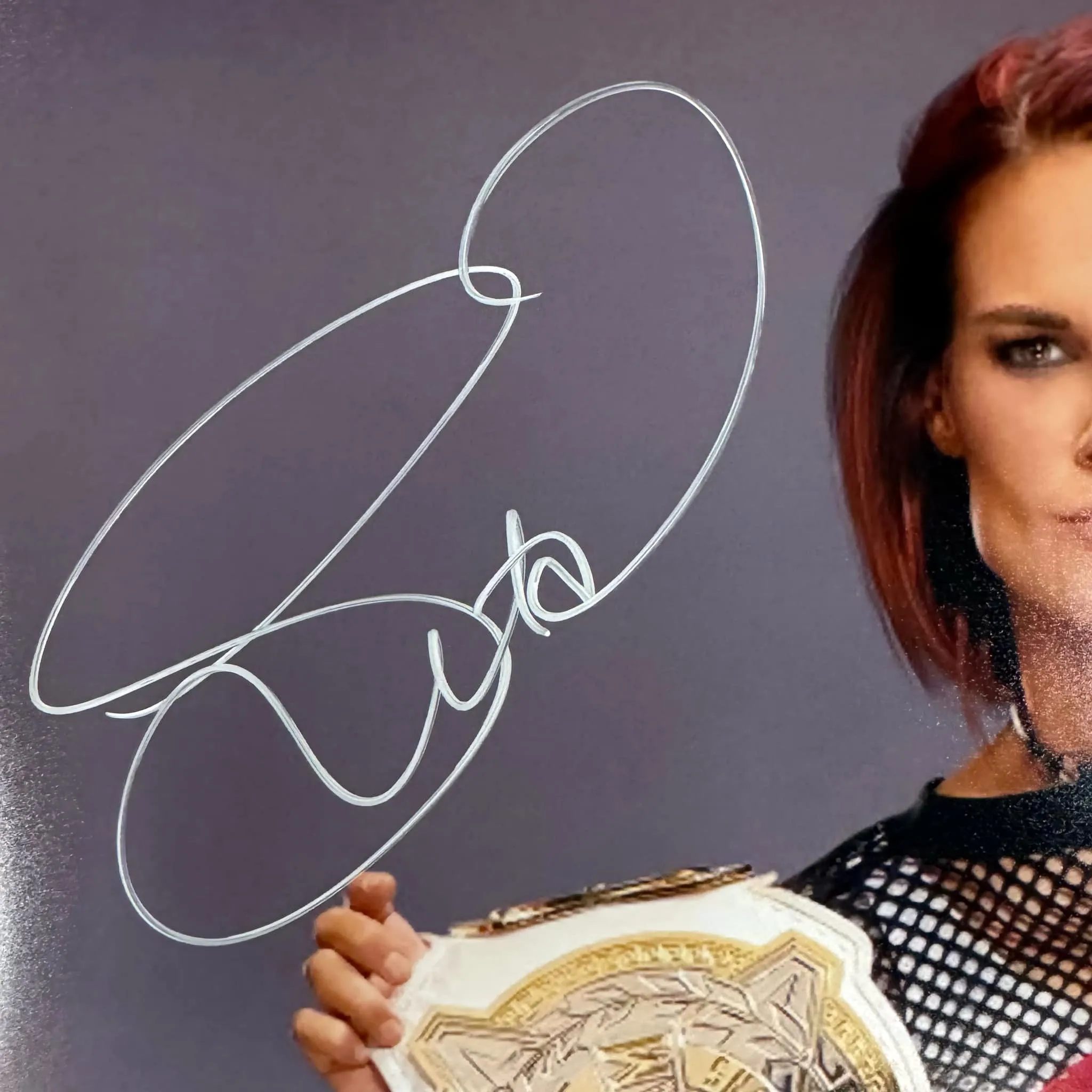 LITA Amy Dumas Autographed 16x20 Championship Belt Photo