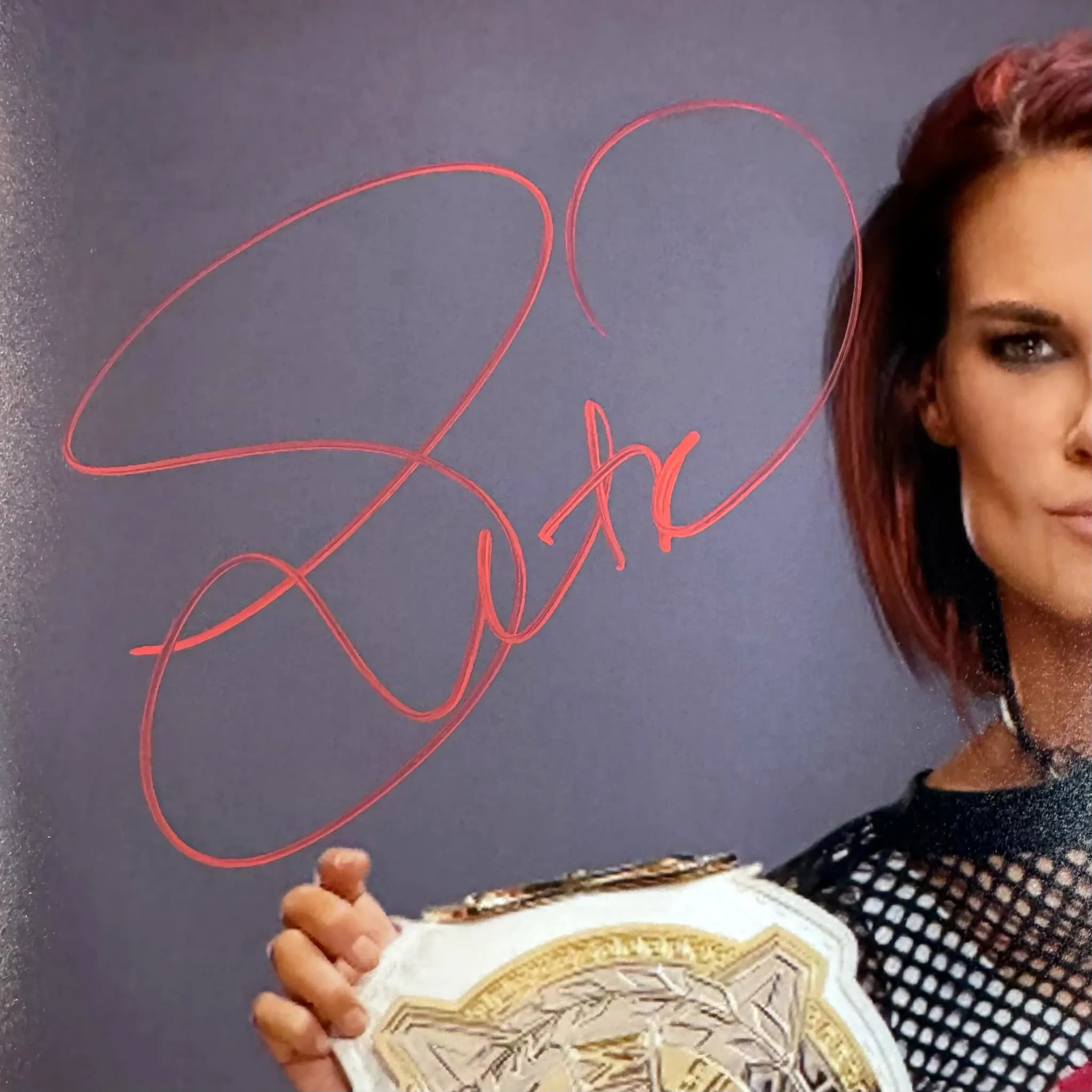 LITA Amy Dumas Autographed 16x20 Championship Belt Photo