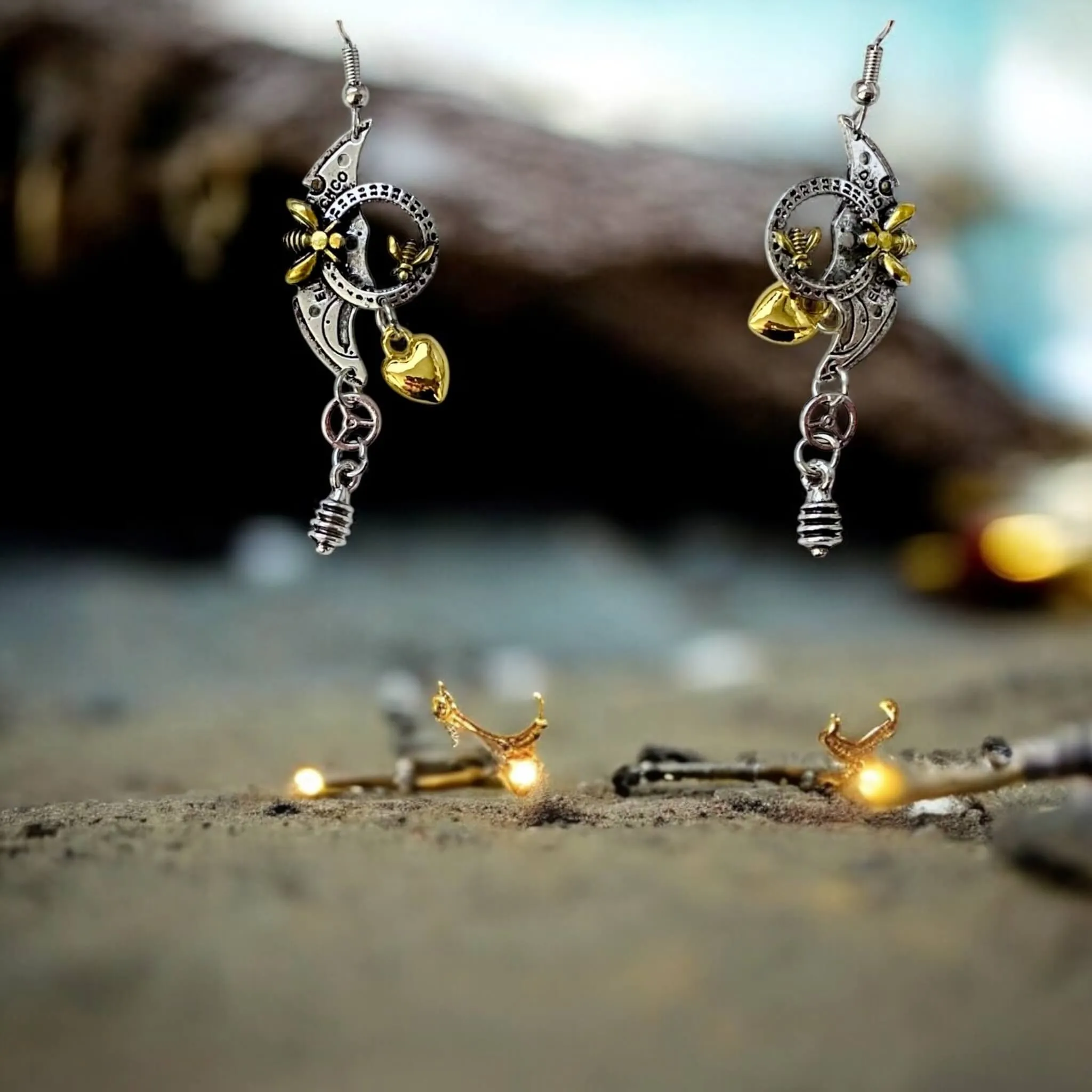 Love Honey Bee Dangling Statement Earrings