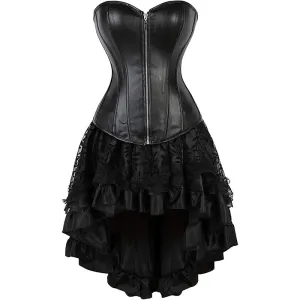 Machinery Steampunk Corset Womens Party Costume Skirt Set