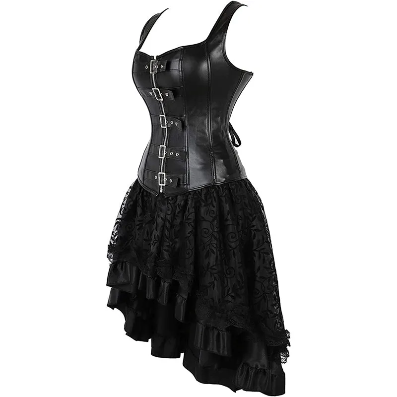 Machinery Steampunk Corset Womens Party Costume Skirt Set