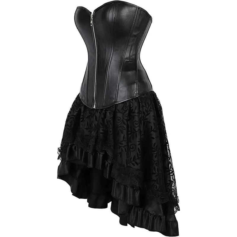 Machinery Steampunk Corset Womens Party Costume Skirt Set