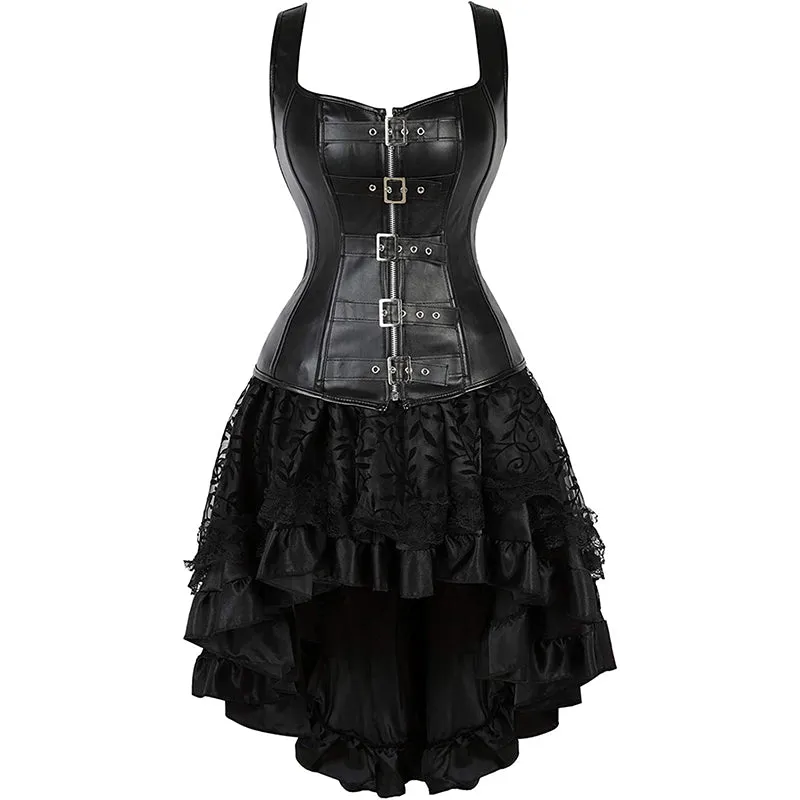 Machinery Steampunk Corset Womens Party Costume Skirt Set