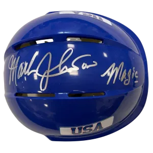 Mark Johnson Autographed Royal Blue Mini Helmet "Magic" (#1/10)